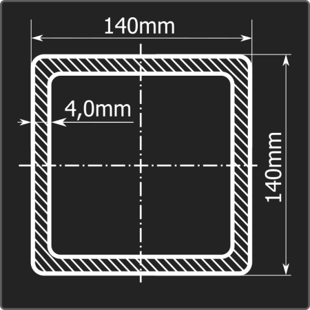 Труба проф. 140*140*4,0 ст.3сп Феррум 12м ГОСТ 30245-2003