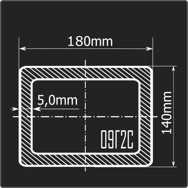 Труба проф. 180*140*5,0 09Г2С Феррум 12м ГОСТ 30245-2003