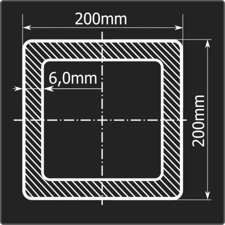 Труба проф. 200*200*6,0 ст.3сп 12м ГОСТ 30245-2003