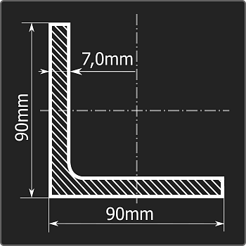 Угол 90*90*7,0 ст.3сп 12м ГОСТ 535-2005/ГОСТ 8509-93