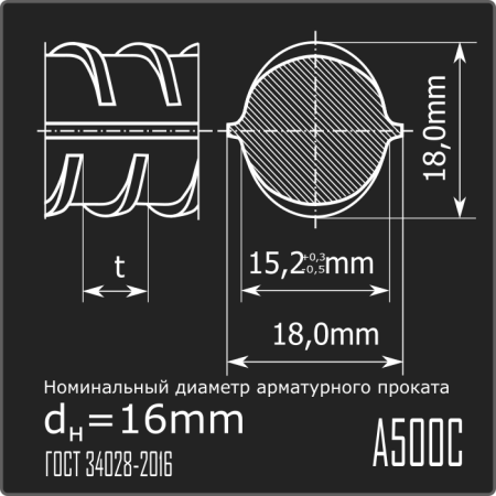 Арматура 16,0 А500С ГОСТ 34028-2016 11,7м