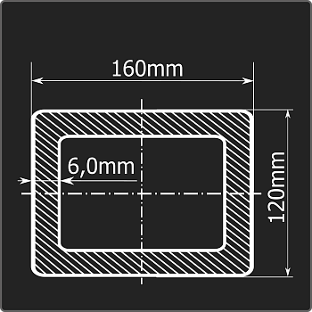 Труба проф. 160*120*6,0 ст.3сп Феррум 6м ГОСТ 30245-2003