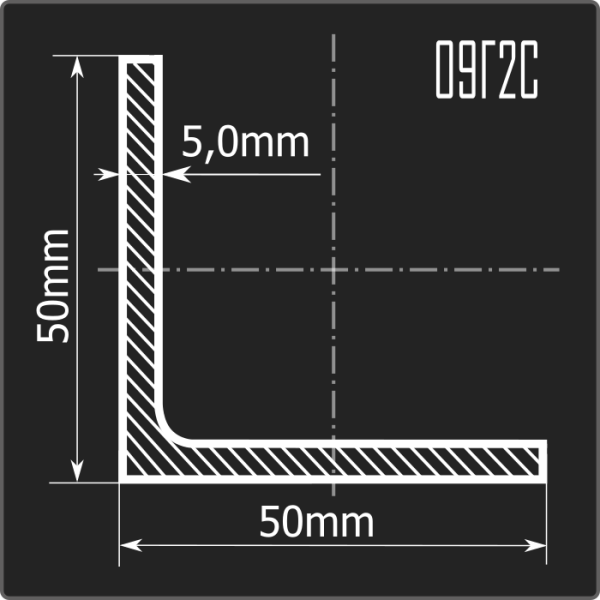 Угол 50*50*5,0 09Г2С 12м ГОСТ 19281-2014/ГОСТ 8509-93