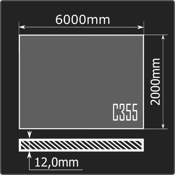 Лист горячекатаный 12*2000*6000 С355 ГОСТ 27772-2021
