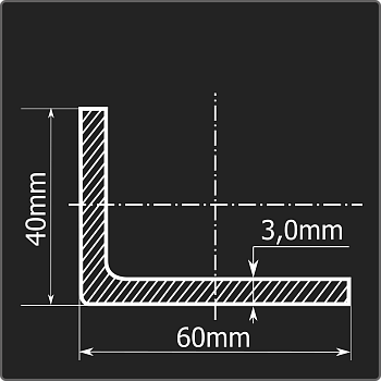 Угол холоднокатаный 60*40*3,0 ст.3пс Феррум 6м ГОСТ 19772-93