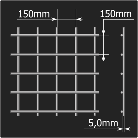 Сетка кладочная 150*150*5,0 (1,0*3,0) ТУ 25.93.13-001-03876796-2019
