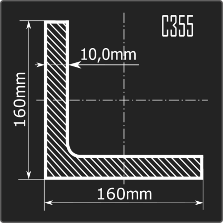 Угол 160*160*10 С355 12м ГОСТ 27772-2021/ГОСТ 8509-93