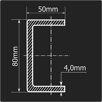 Швеллер холоднокатаный 80*50*4,0 ст.3пс Феррум 12м ГОСТ 8278-83