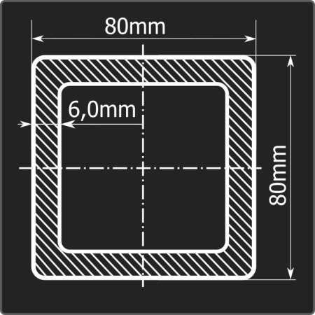 Труба проф. 80*80*6,0 ст.3сп Феррум 6м ГОСТ 13663-86