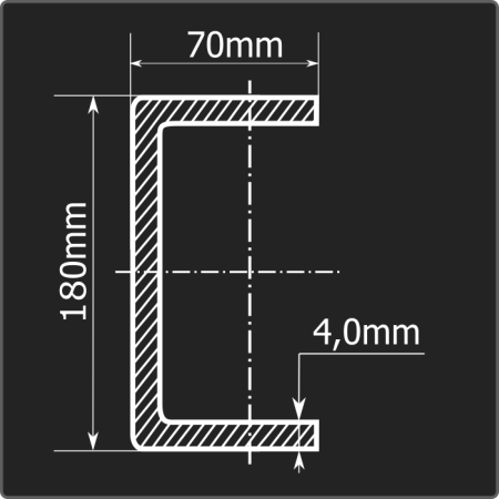 Швеллер холоднокатаный 180*70*4,0 ст.3пс Феррум 6м ГОСТ 8278-83