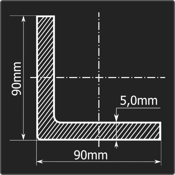 Угол холоднокатаный 90*90*5,0 ст.3пс Феррум 12м ГОСТ 19771-93