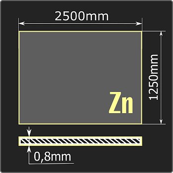 Лист оцинкованный 0,8*1250*2500 ст.08пс ММК ГОСТ 14918-2020
