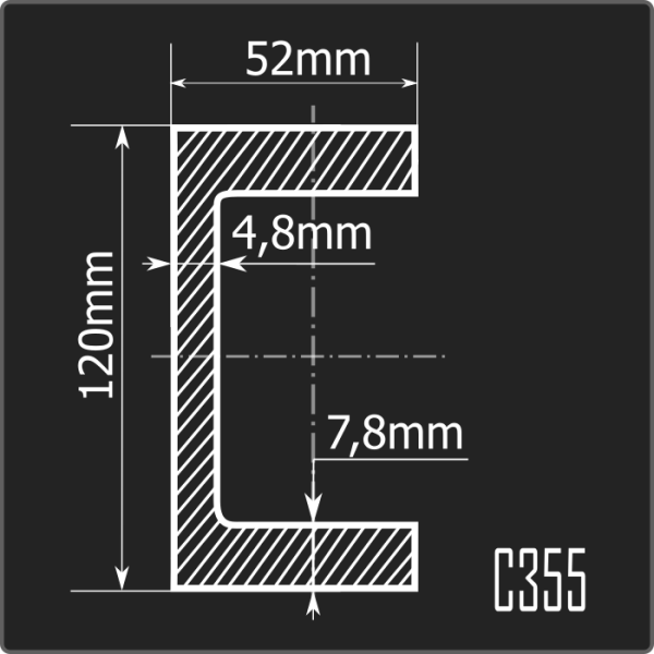 Швеллер 12П С355 12м ГОСТ 27772-2021/ГОСТ 8240-97