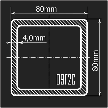 Труба проф. 80*80*4,0 09Г2С Феррум 12м ГОСТ 13663-86