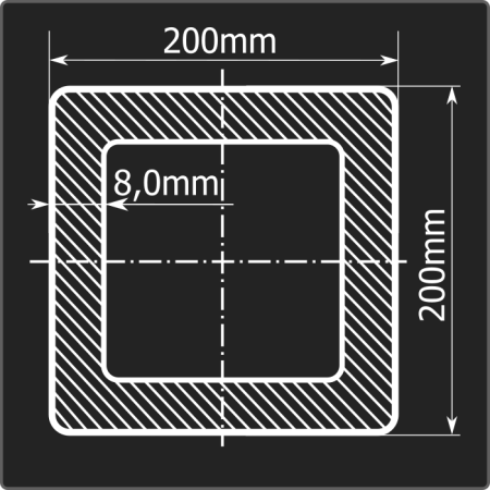 Труба проф. 200*200*8,0 ст.3сп 9м ГОСТ 30245-2003