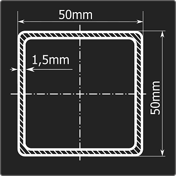 Труба проф. 50*50*1,5 ст.08пс Феррум 6м ГОСТ 13663-86