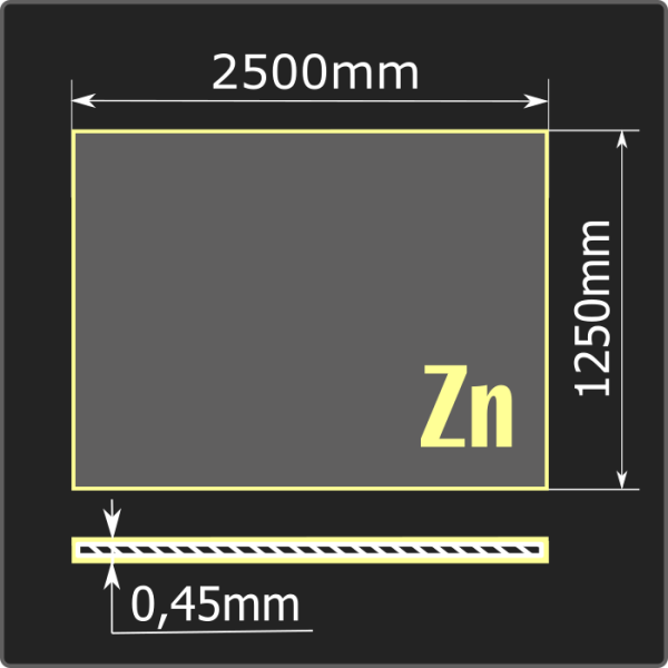 Лист оцинкованный 0,45*1250*2500 ст.08пс Феррум ГОСТ 14918-2020