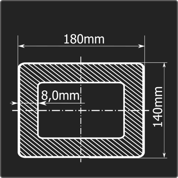 Труба проф. 180*140*8,0 ст.3сп Феррум 12м ГОСТ 30245-2003