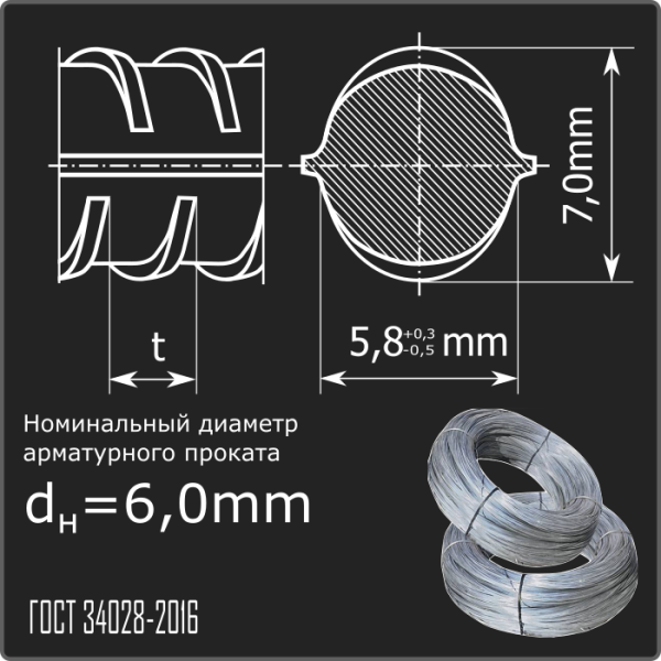 Арматура 6,0 25Г2С ГОСТ 34028-2016 (бухты)