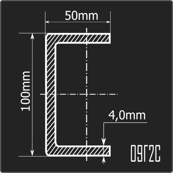 Швеллер холоднокатаный 100*50*4,0 09Г2С Феррум 12м ГОСТ 19281-2014 Швеллер холоднокатаный 100*50*4,0 09Г2С Феррум 12м ГОСТ 19281-2014