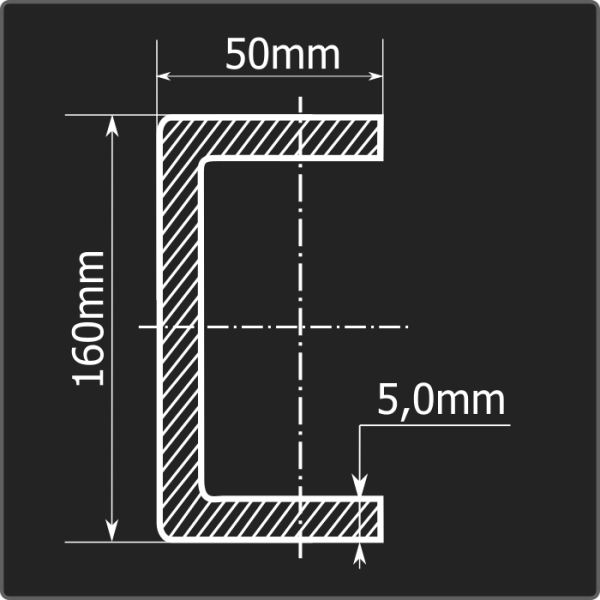 Швеллер холоднокатаный 160*50*5,0 ст.3пс Феррум 12м ГОСТ 8278-83