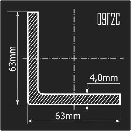 Угол холоднокатаный 63*63*4,0 09Г2С Феррум 12м ГОСТ 19281-2014