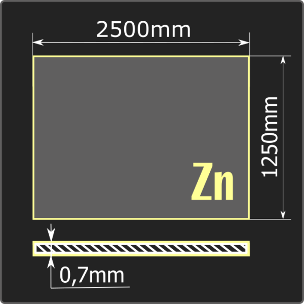 Лист оцинкованный 0,7*1250*2500 ст.08пс Феррум ГОСТ 14918-2020