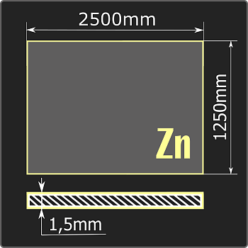 Лист оцинкованный 1,5*1250*2500 ст.08пс ММК ГОСТ 14918-2020