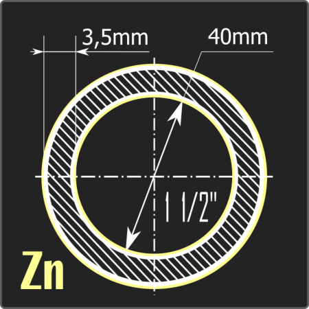 Труба ВГП оцинкованная 40*3,5 ст.3пс ГОСТ 3262-75 6м