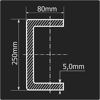 Швеллер холоднокатаный 250*80*5,0 ст.3пс Феррум 12м ГОСТ 8278-83