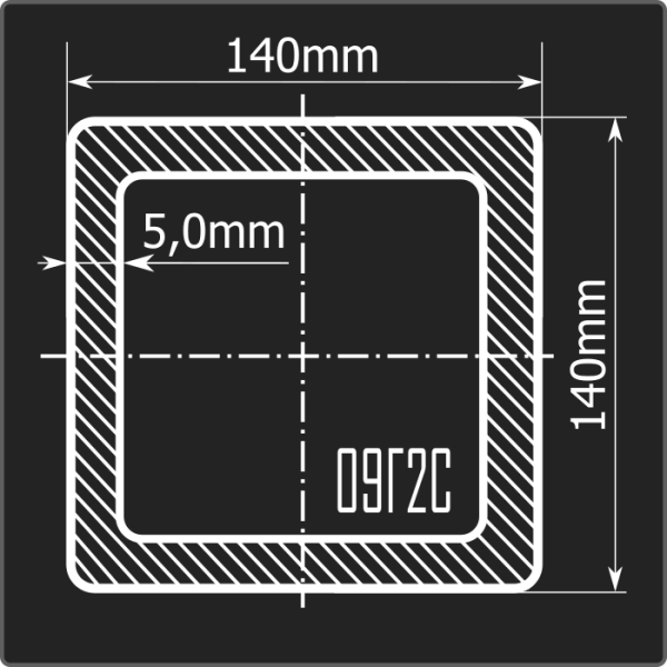 Труба проф. 140*140*5,0 09Г2С Феррум 12м ГОСТ 13663-86