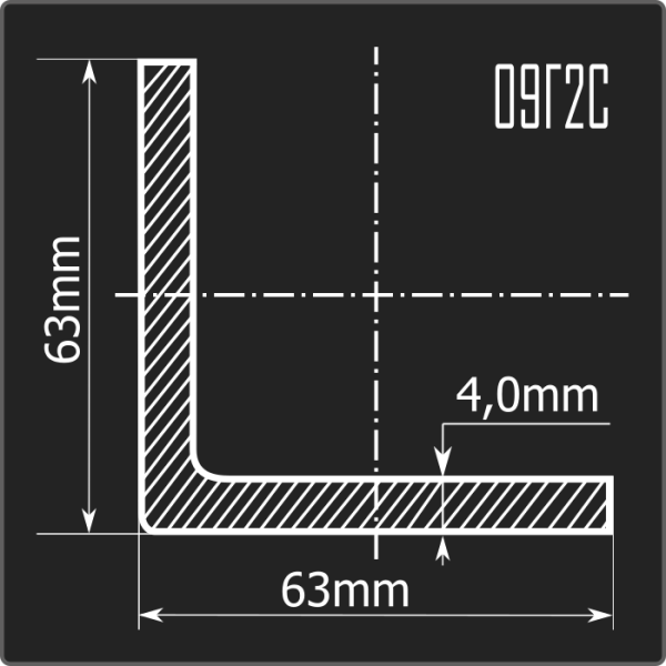 Угол холоднокатаный 63*63*4,0 09Г2С Феррум 12м ГОСТ 19281-2014